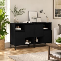 Black Sideboard Cabinet Set - Engineered Wood Storage