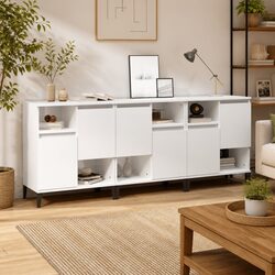 3-Piece High Gloss White Storage Cabinet Sideboards