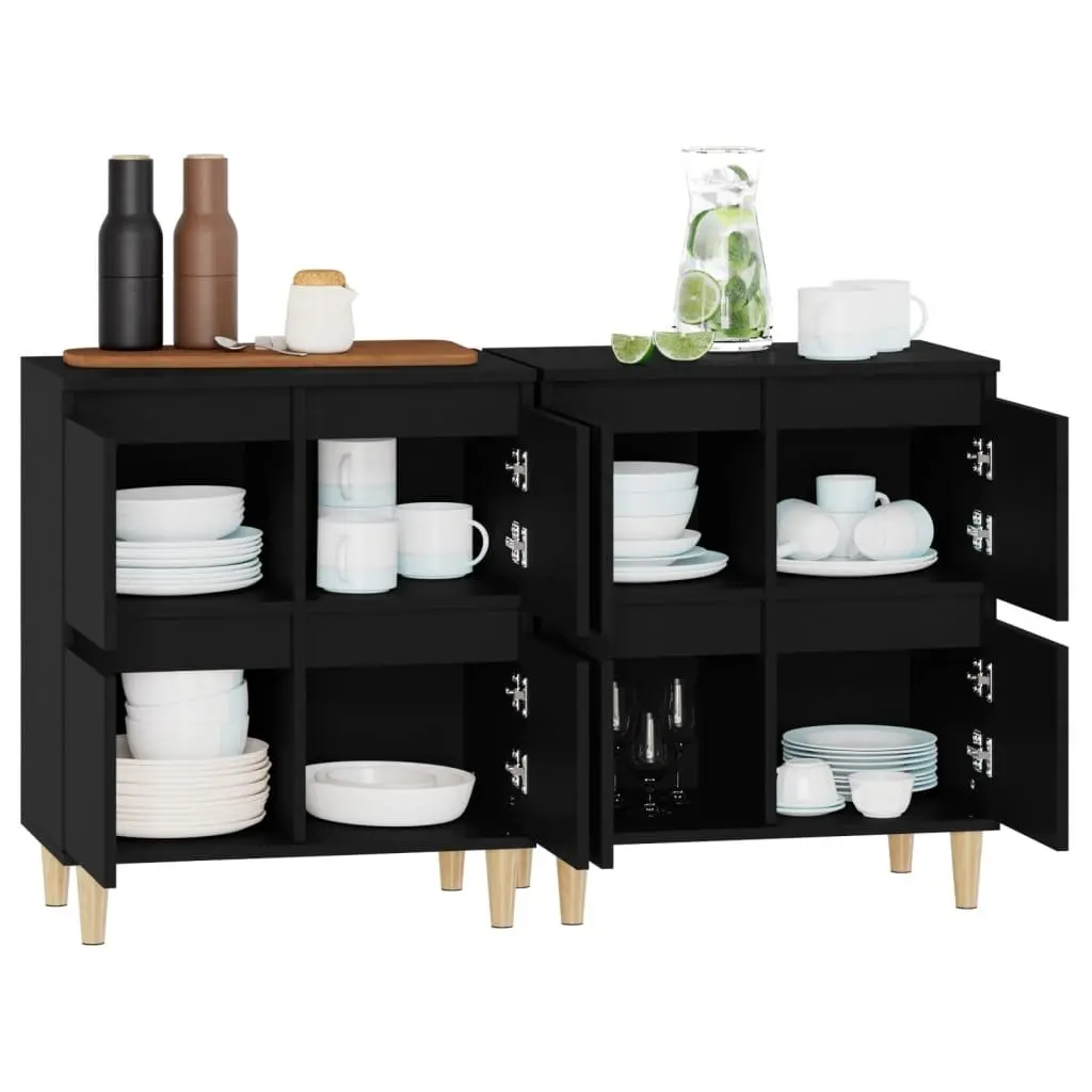 Sideboard Cabinet 2 Piece Engineered Wood Black Storage 60x35x70 cm