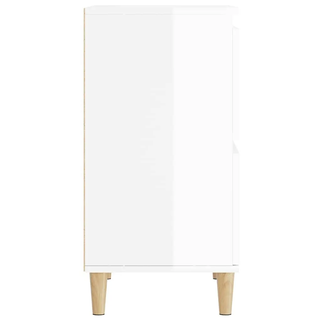High Gloss White Sideboards Storage Cabinet 2 Pieces Engineered Wood 60x35x70 cm