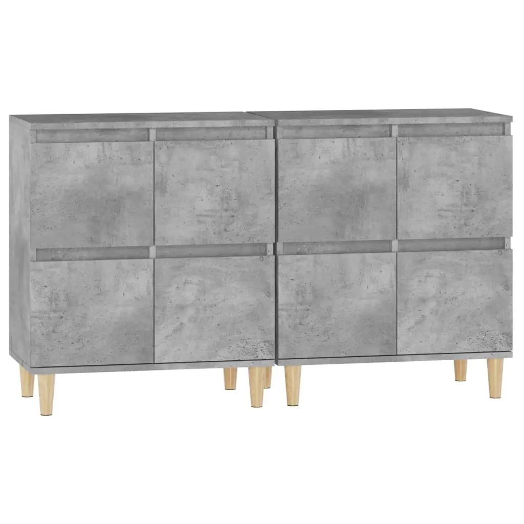 Sideboard Cabinet Storage Cupboard Engineered Wood Grey 60x35x70cm Set of 2