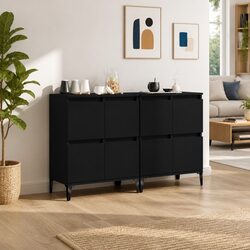 Engineered Wood Sideboard Cabinet 2 pcs in Black