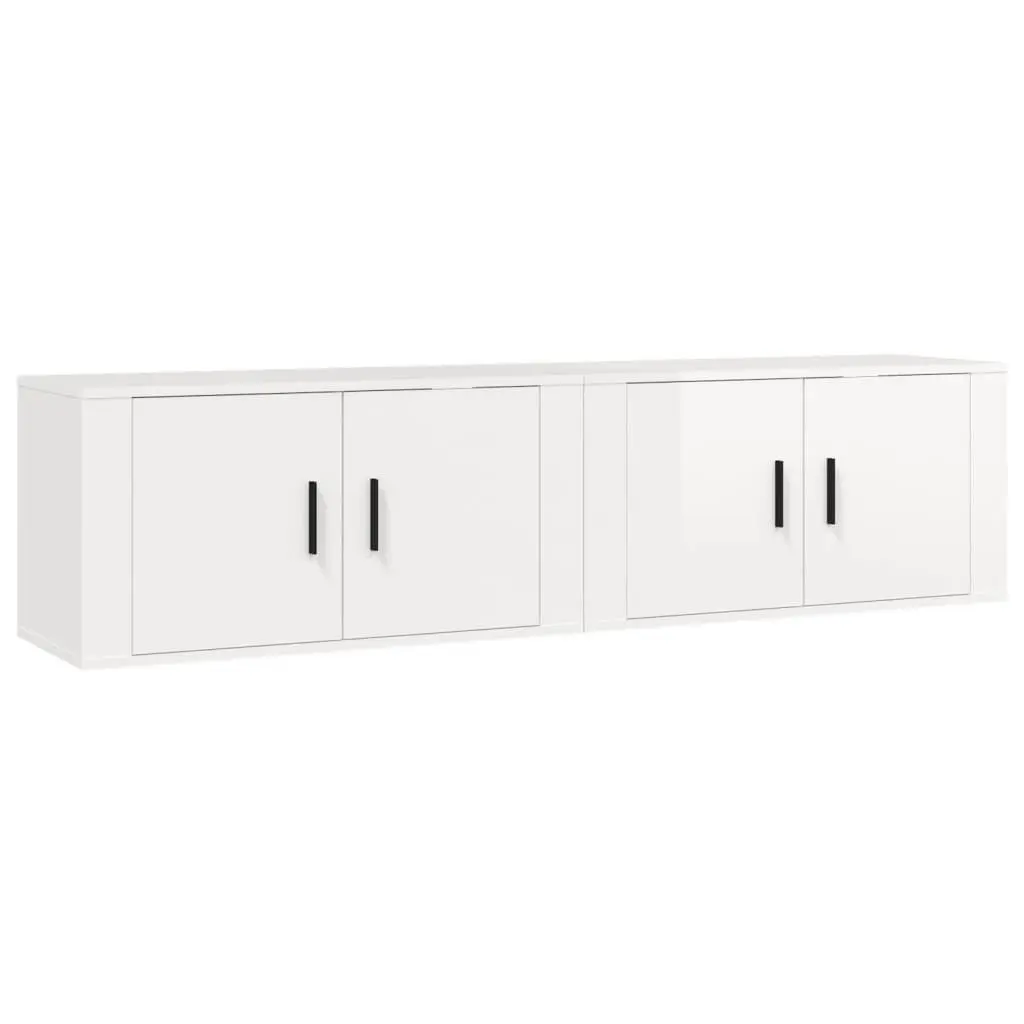Wall-mounted TV Cabinets Space-saving 80x34.5x40cm White Engineered Wood 2 Piece Storage Units