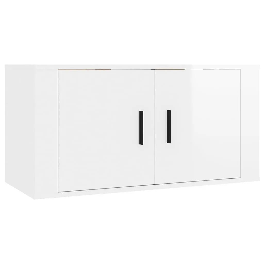 Wall-mounted TV Cabinets Space-saving 80x34.5x40cm White Engineered Wood 2 Piece Storage Units