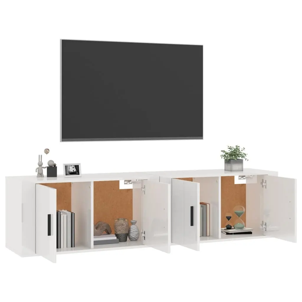 Wall-mounted TV Cabinets Space-saving 80x34.5x40cm White Engineered Wood 2 Piece Storage Units