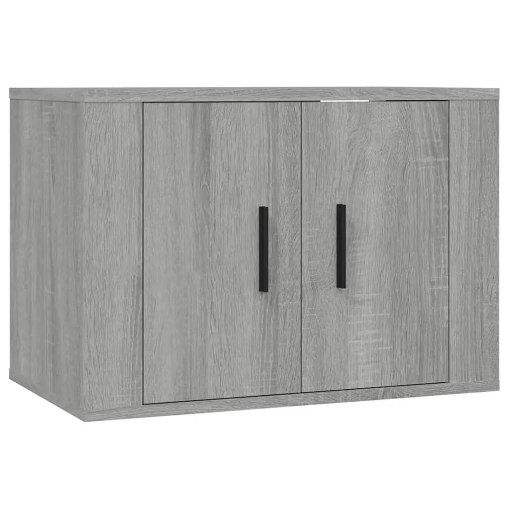 TV Cabinet Set Wall-Mounted Media Storage Grey 2 Piece Engineered Wood