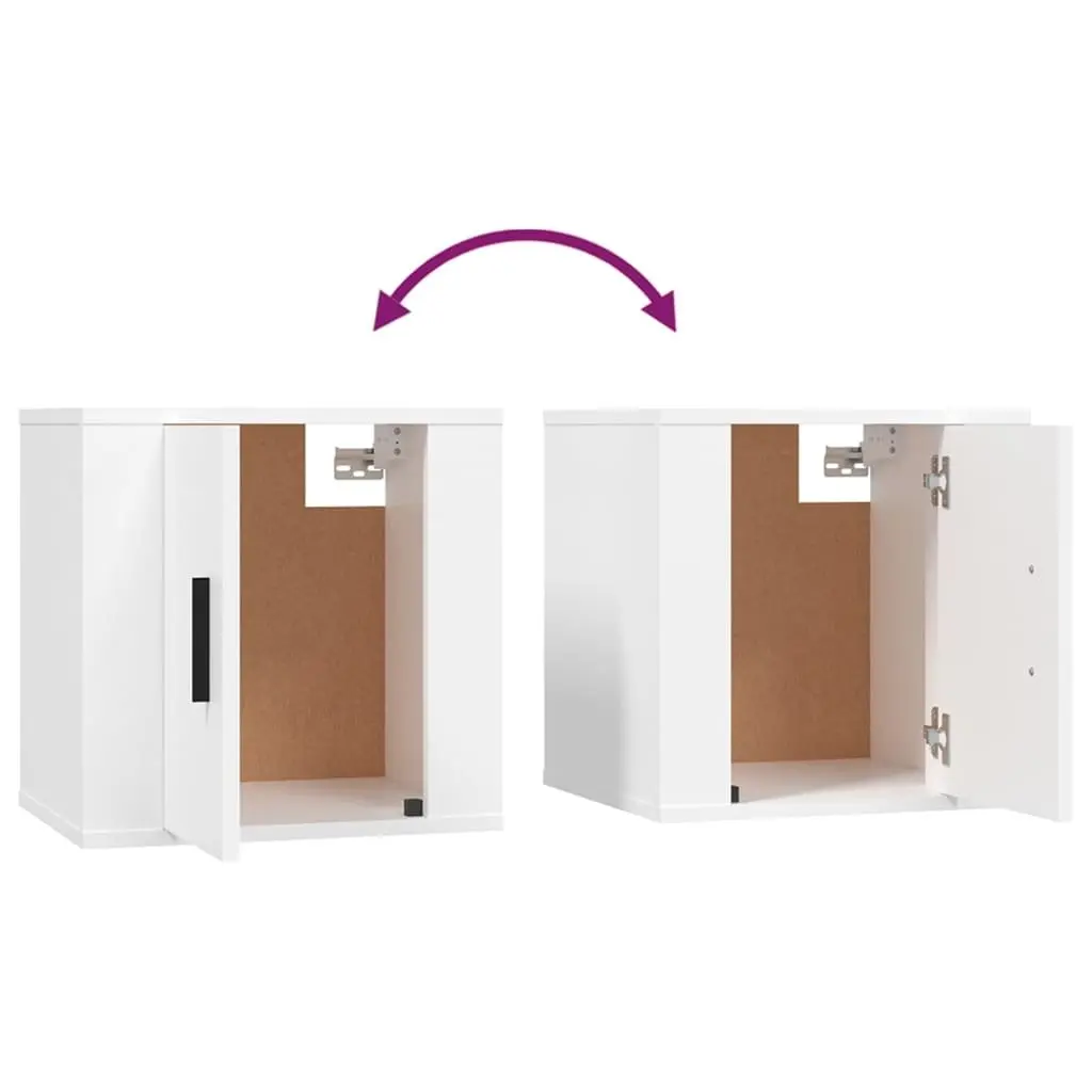 TV Cabinet Set Wall-Mounted Storage 2 Piece White Engineered Wood