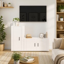 Engineered Wood 2 Piece TV Cabinet Set, Wall-Mounted