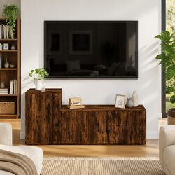 Smoked Oak Brown Wall-Mounted Storage Unit for TV