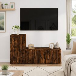 2 Piece Wall-Mounted TV Cabinet Set in Engineered Wood