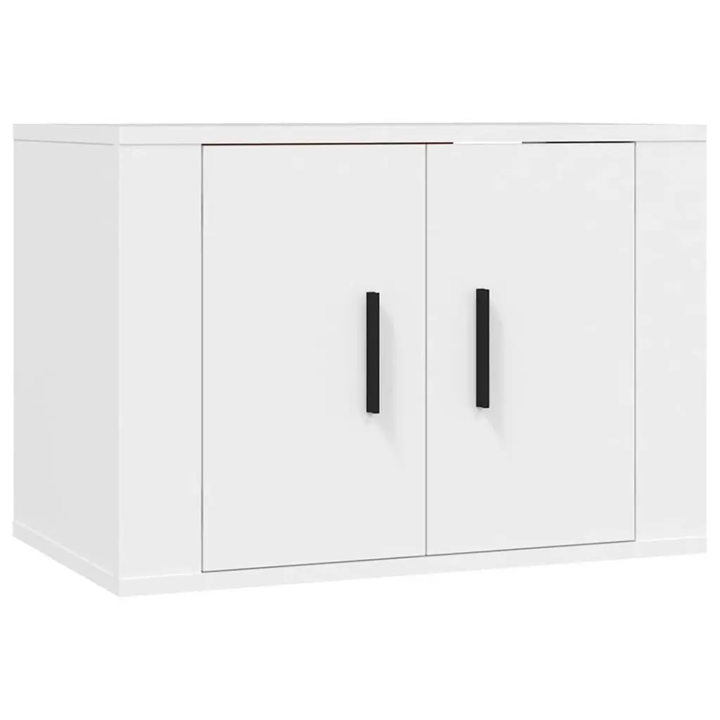 3 Piece Wall Mounted TV Cabinet Set Storage Unit White Engineered Wood
