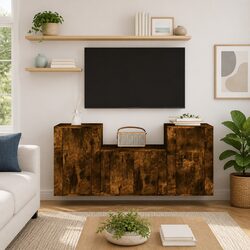 3 Piece Wall Mounted TV Cabinet Set, Engineered Wood