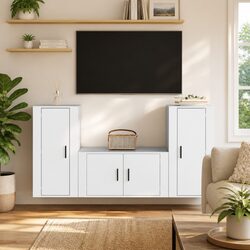 3 Piece Engineered Wood TV Cabinet Set - Wall-Mounted