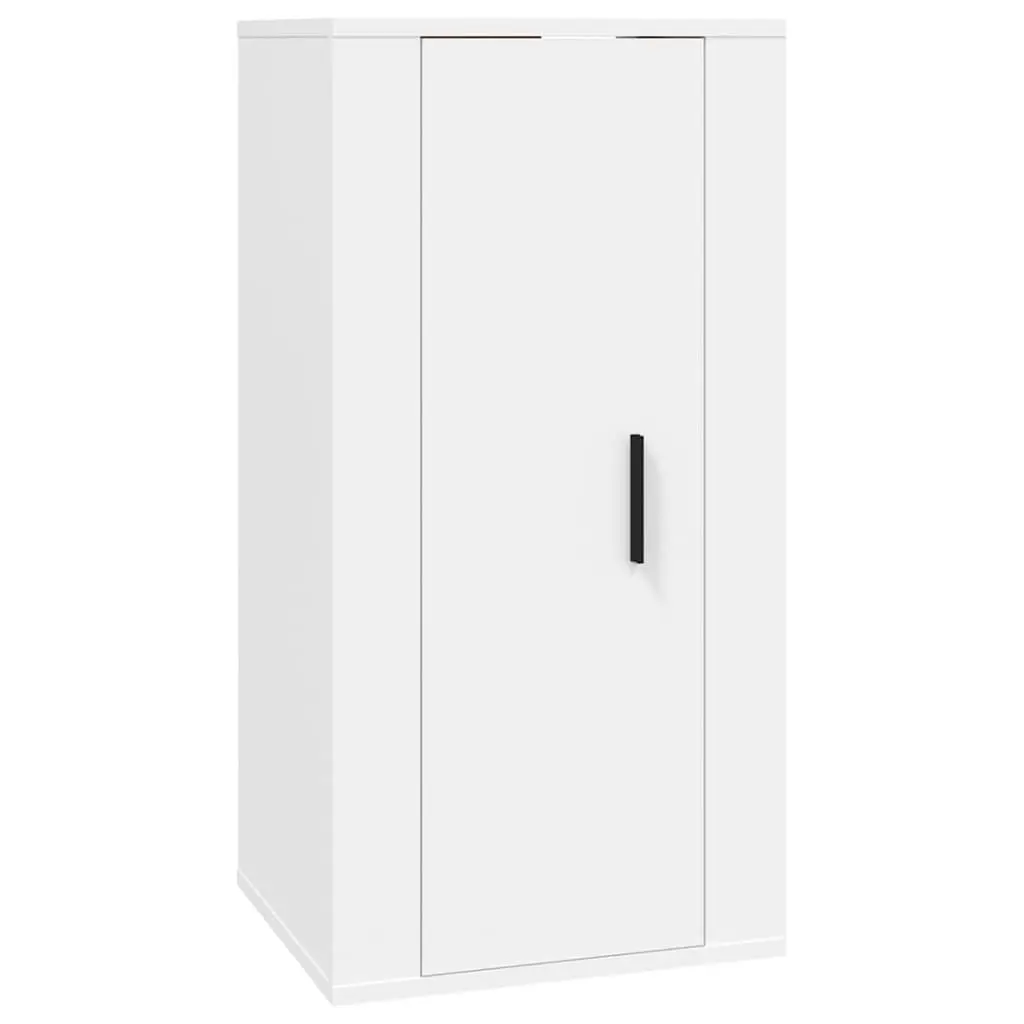 TV Cabinet Set Wall-Mounted Ample Storage 3 Piece White Engineered Wood