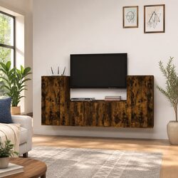 Engineered Wood Wall-Mounted TV Cabinet Set - 3 Pieces