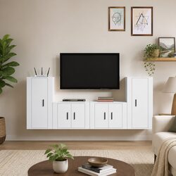 Engineered Wood Wall-Mounted TV Cabinet Set 4 Pieces