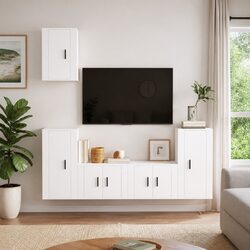 5 Piece Engineered Wood Wall-Mounted TV Cabinet Set
