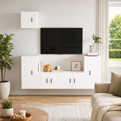 5-Piece Wall-Mounted TV Cabinet in White