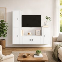 4-Piece Wall-Mounted TV Cabinet in White