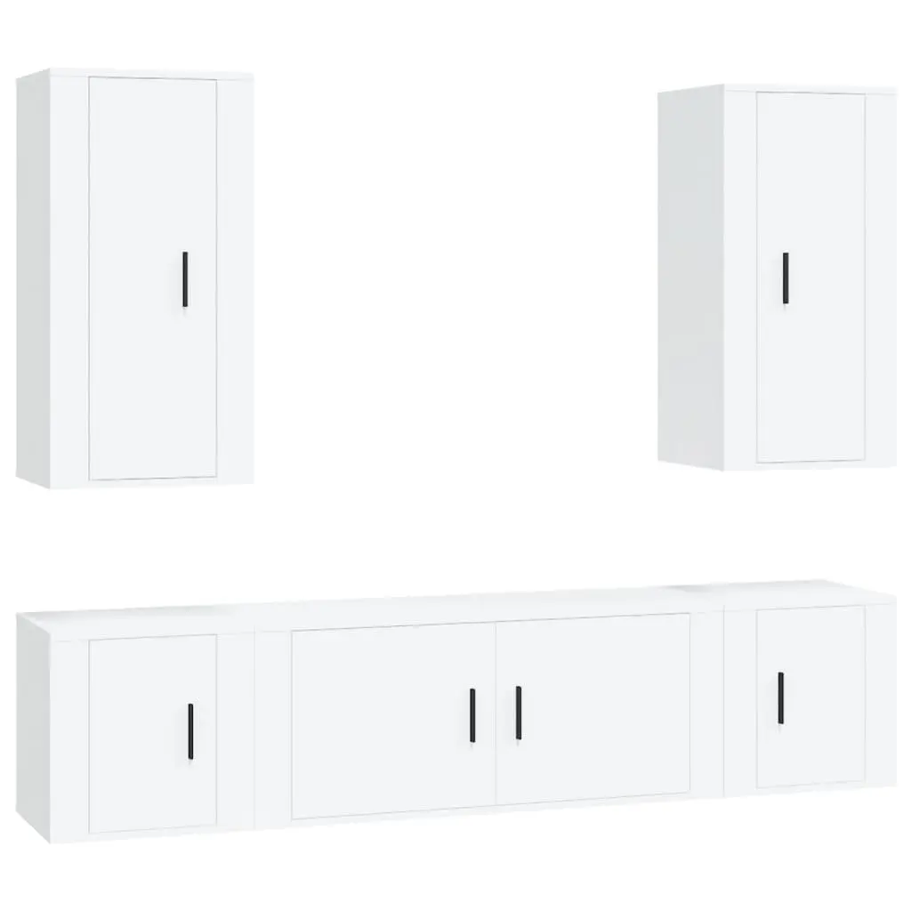 5 Piece TV Stand Set Wall Mounted Storage Engineered Wood White