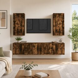 5-Piece Engineered Wood TV Cabinet Set, Wall-Mounted