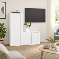 White Wall-Mounted Media Storage Unit Set