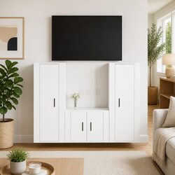 Modern 3-Piece White Wall-Mounted Media Storage Set