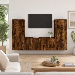Engineered Wood 3-Piece Wall-Mounted TV Cabinet Set