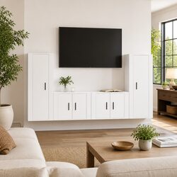 Engineered Wood 4-Piece Wall-Mounted TV Cabinet Set