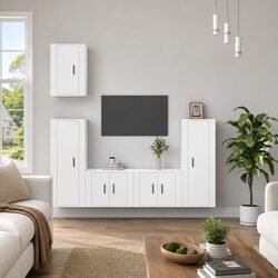 5 Piece Engineered Wood TV Cabinet Set, Wall-Mounted