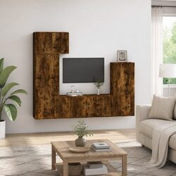 Modern Design 5 Piece Brown Media Cabinet Set