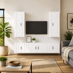 5 Piece Wall-Mounted Media Unit in White