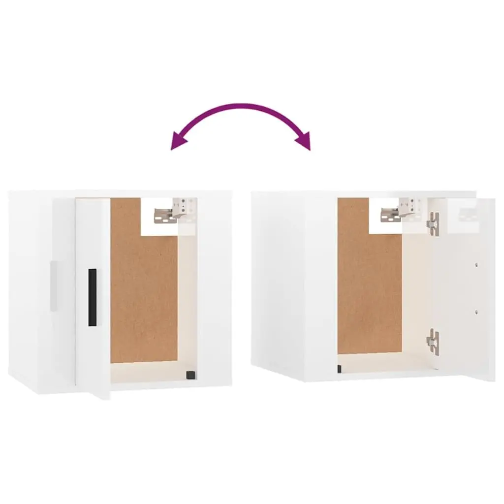 TV Cabinet Set Wall-Mounted Space Saving 6 Piece High Gloss White Wood Units