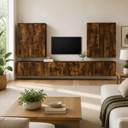 8-Piece Wall-Mounted TV Cabinet Set in Engineered Wood