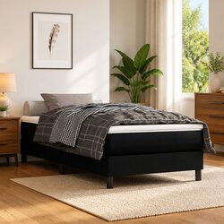 Black Faux Leather King Single Bed Frame with Plywood Slats