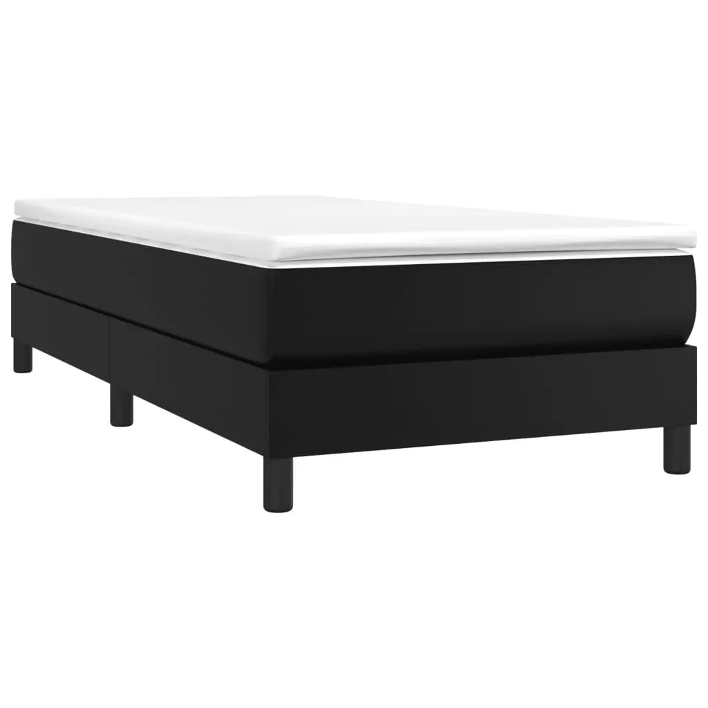 Box Spring Bed Frame King Single Comfort Black Faux Leather Upholstered