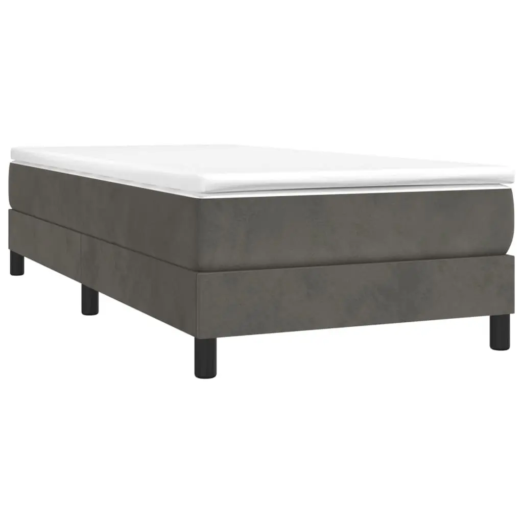 King Single Bed Frame Upholstered Velvet Grey Plywood Slats for Sleep Support and Stability