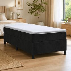 Black Velvet King Single Bed Frame - Platform Style, No Mattress