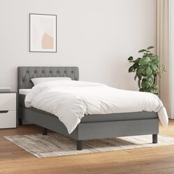 Box Spring Bed with Pocket Spring Mattress Grey 100x200 cm Adjustable Headboard