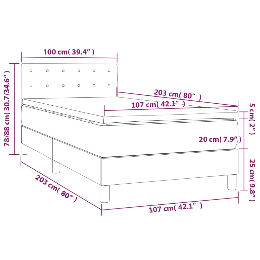 Box Spring Bed with Pocket Spring Mattress Medium-Hard 100x200 cm Black Faux Leather