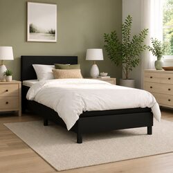 Box Spring Bed with Adjustable Headboard and Mattress