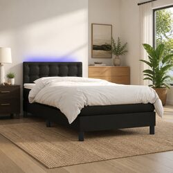 Black Box Spring Bed with Pocket Spring Mattress and LED Headboard