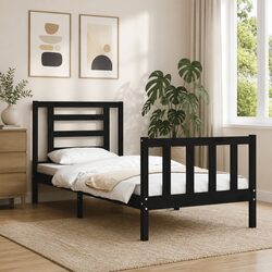 Solid Pine Bed Frame 90x190 cm with Plywood Slats