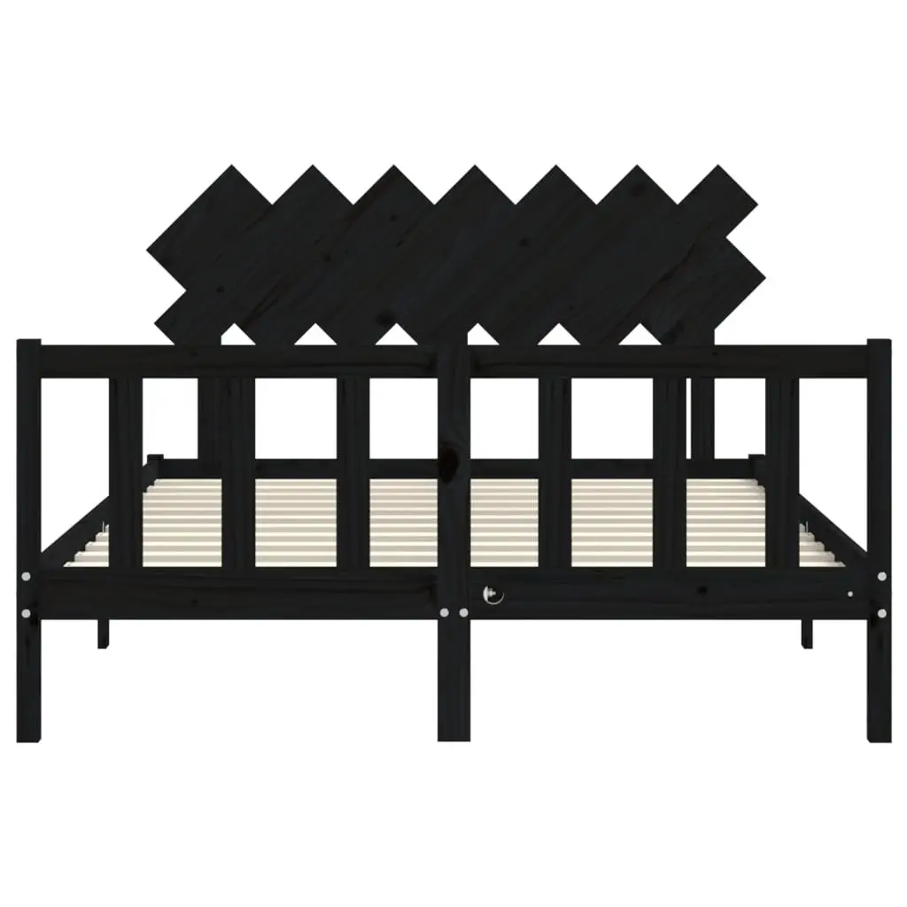 Bed Frame Solid Pine Wood Comfort 150x200 cm Black