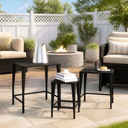 3-Piece Nesting Tables Set in Black with Durable Design