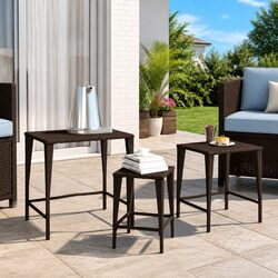 Brown Nesting Table Set of 3 with PE Rattan Construction