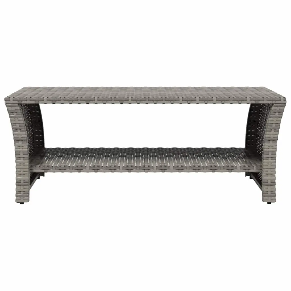 Coffee Table Grey Outdoor Garden Patio Storage Shelf Poly Rattan 100 x 50 x 40 cm