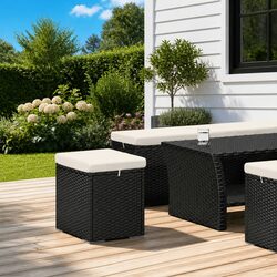 Weather-Resistant Outdoor Ottoman with Removable Cushion