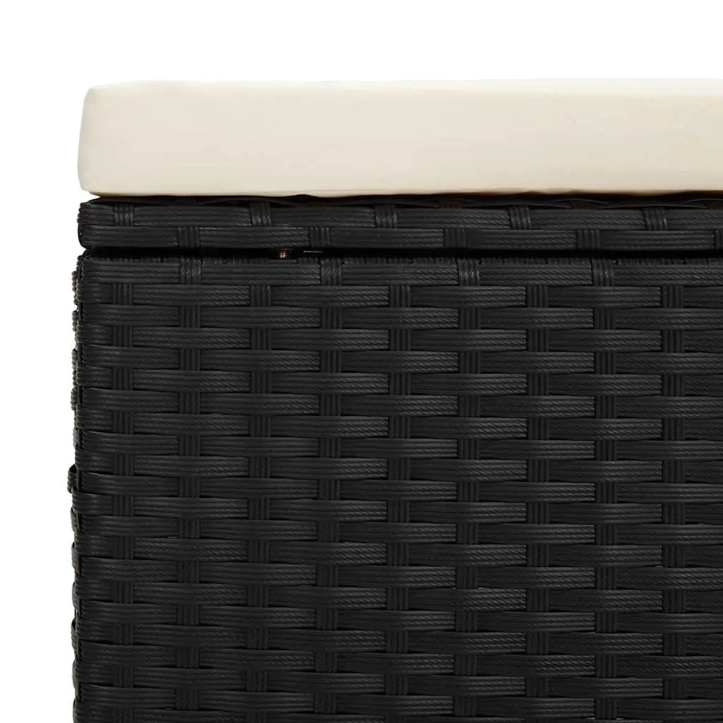 Ottomans with Cushions 2 pcs Black 40x30x40 cm Poly Rattan Footrest Garden