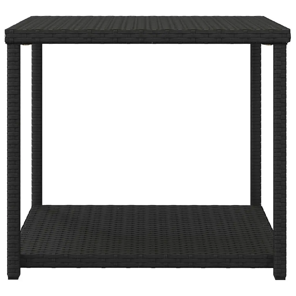 Side Table Weather Resistant 55x45x49cm Black Poly Rattan Indoor Outdoor Accent End Table